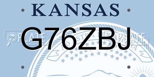 G76ZBJ Kansas License Plate