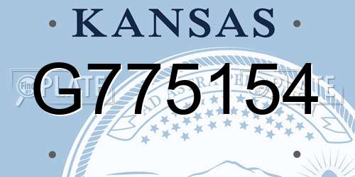 G775154 Kansas License Plate