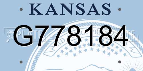 G778184 Kansas License Plate