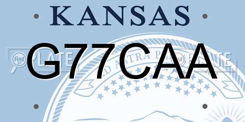 G77CAA Kansas License Plate