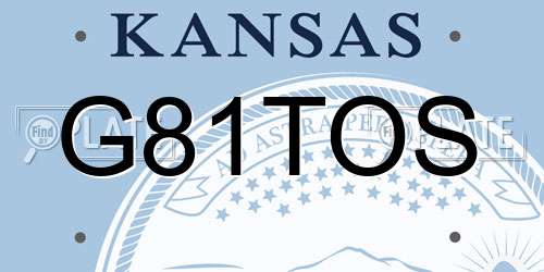 G81TOS Kansas License Plate