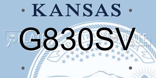 G830SV Kansas License Plate