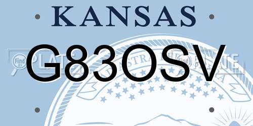 G83OSV Kansas License Plate