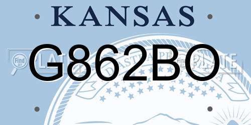 G862BO Kansas License Plate