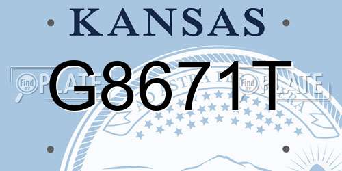 G8671T Kansas License Plate