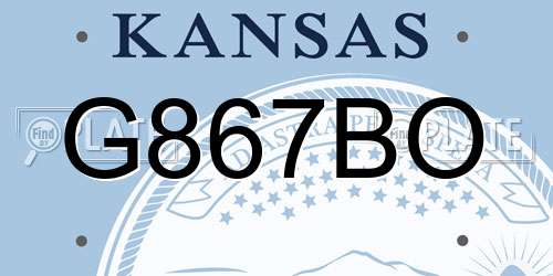 G867BO Kansas License Plate