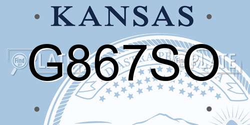 G867SO Kansas License Plate