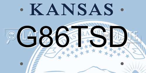 G86TSD Kansas License Plate