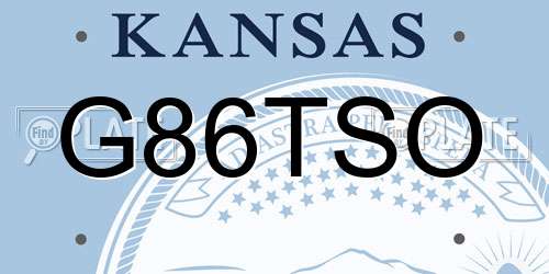 G86TSO Kansas License Plate