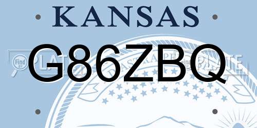 G86ZBQ Kansas License Plate