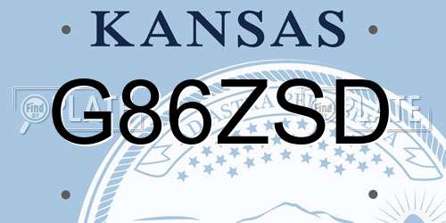 G86ZSD Kansas License Plate