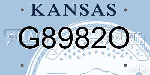 G8982O Kansas License Plate