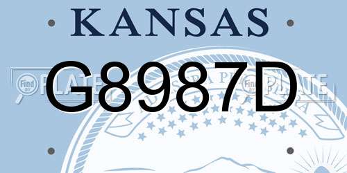 G8987D Kansas License Plate