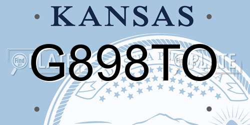 G898TO Kansas License Plate