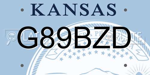 G89BZD Kansas License Plate
