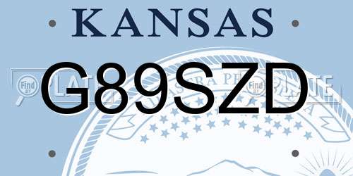 G89SZD Kansas License Plate