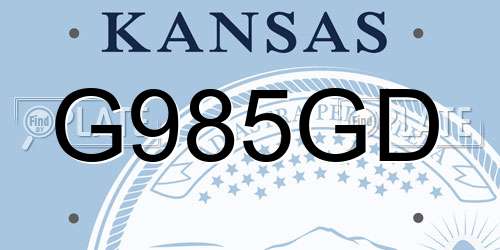 G985GD Kansas License Plate