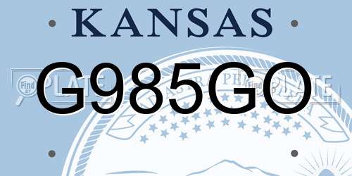 G985GO Kansas License Plate