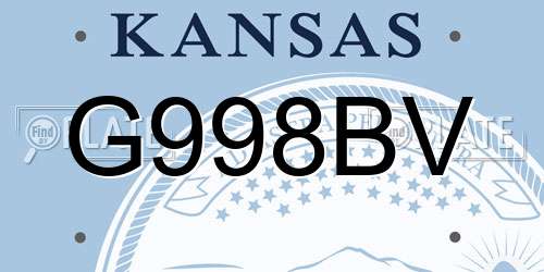 G998BV Kansas License Plate
