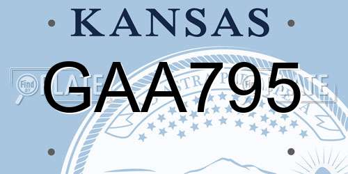 GAA795 Kansas License Plate