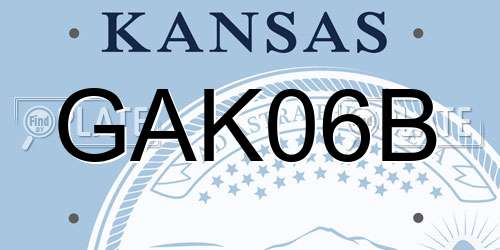 GAK06B Kansas License Plate