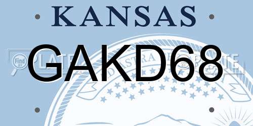 GAKD68 Kansas License Plate