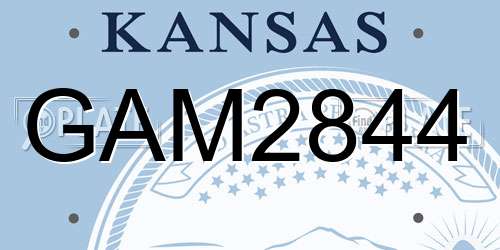 GAM2844 Kansas License Plate