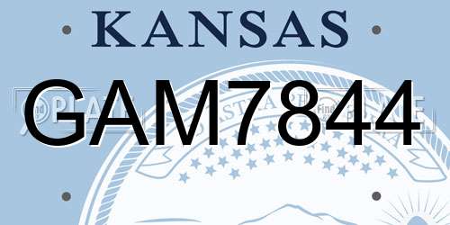 GAM7844 Kansas License Plate