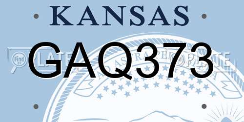 GAQ373 Kansas License Plate