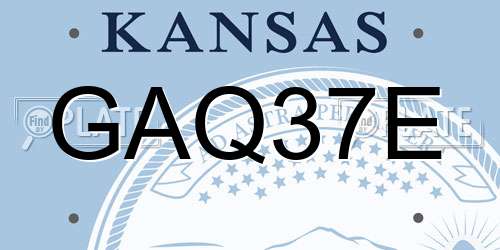 GAQ37E Kansas License Plate