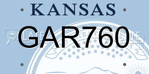 GAR760 Kansas License Plate