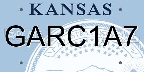 GARC1A7 Kansas License Plate