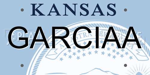 GARCIAA Kansas License Plate