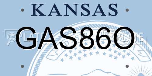 GAS86O Kansas License Plate
