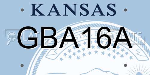 GBA16A Kansas License Plate