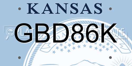 GBD86K Kansas License Plate