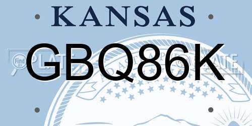 GBQ86K Kansas License Plate