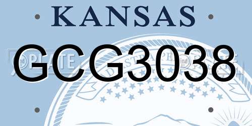 GCG3038 Kansas License Plate