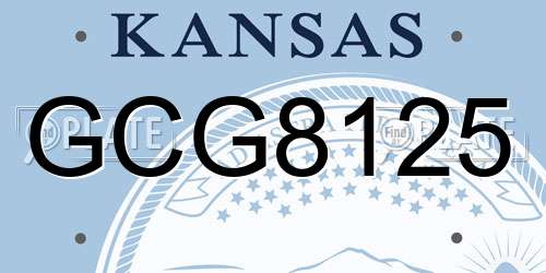 GCG8125 Kansas License Plate