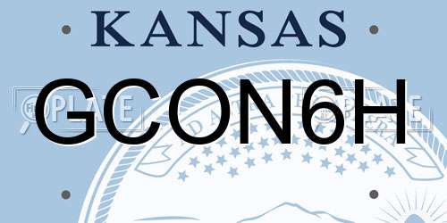 GCON6H Kansas License Plate