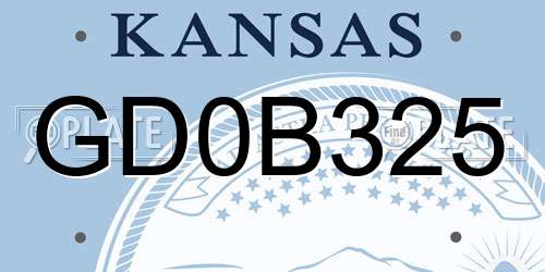 GD0B325 Kansas License Plate