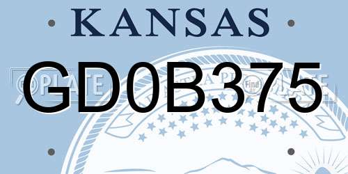 GD0B375 Kansas License Plate