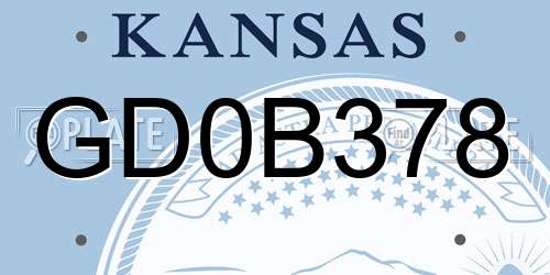 GD0B378 Kansas License Plate