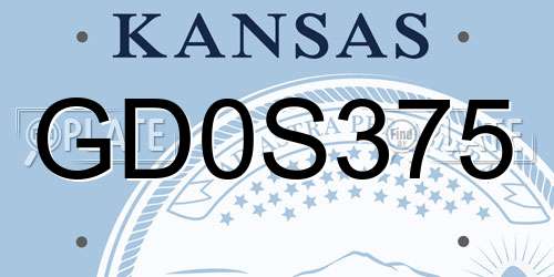 GD0S375 Kansas License Plate