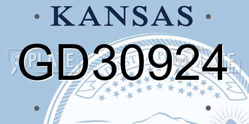 GD30924 Kansas License Plate