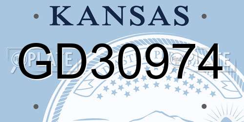 GD30974 Kansas License Plate