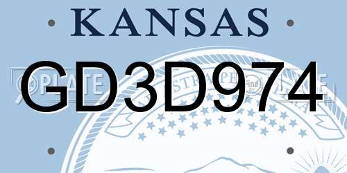 GD3D974 Kansas License Plate