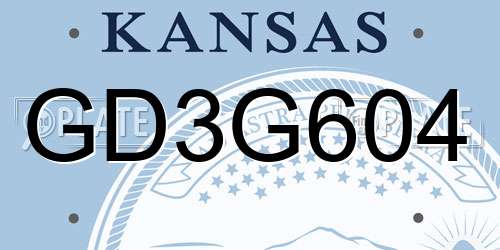 GD3G604 Kansas License Plate