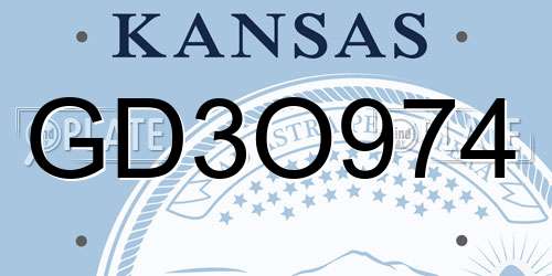 GD3O974 Kansas License Plate