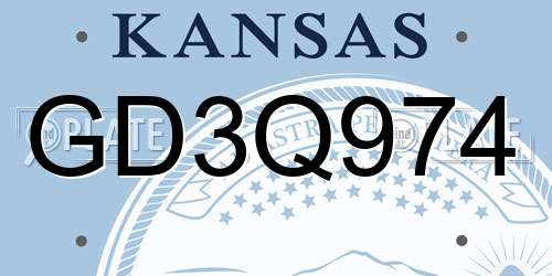 GD3Q974 Kansas License Plate